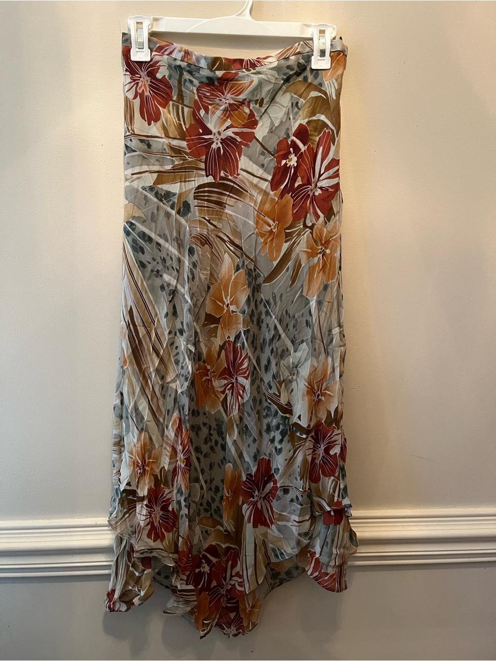 Vintage Y2K 2000s Nancy Bolen silk skirt size small floral detail